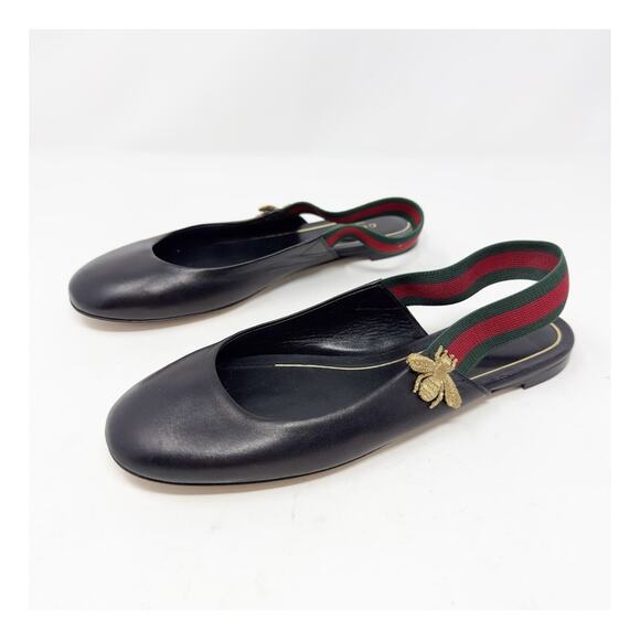 Gucci Shoes - Gucci Bee Web Stripe Slingback Flats Womens Size EU 38